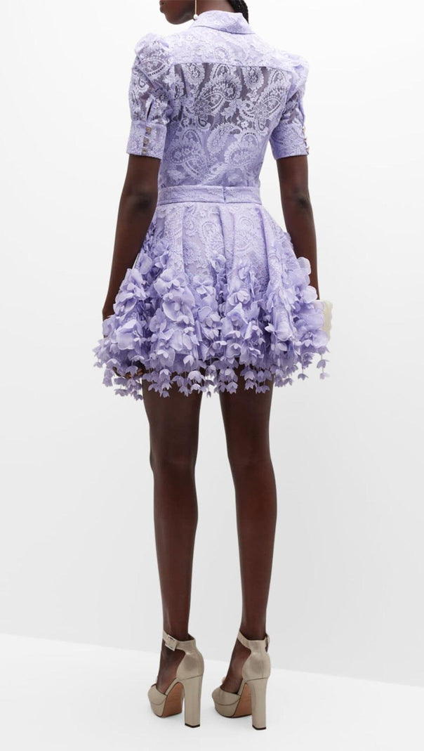 AIIZIE HIGH TIDE LACE SHIRT AND FLIP MINI SKIRT IN PURPLE - product image