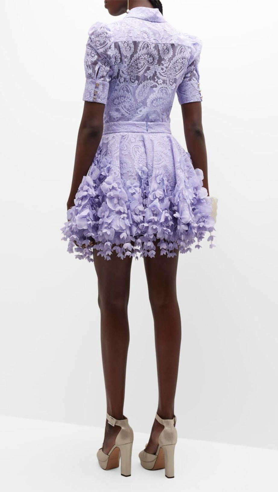 HIGH TIDE LACE SHIRT AND FLIP MINI SKIRT IN PURPLE