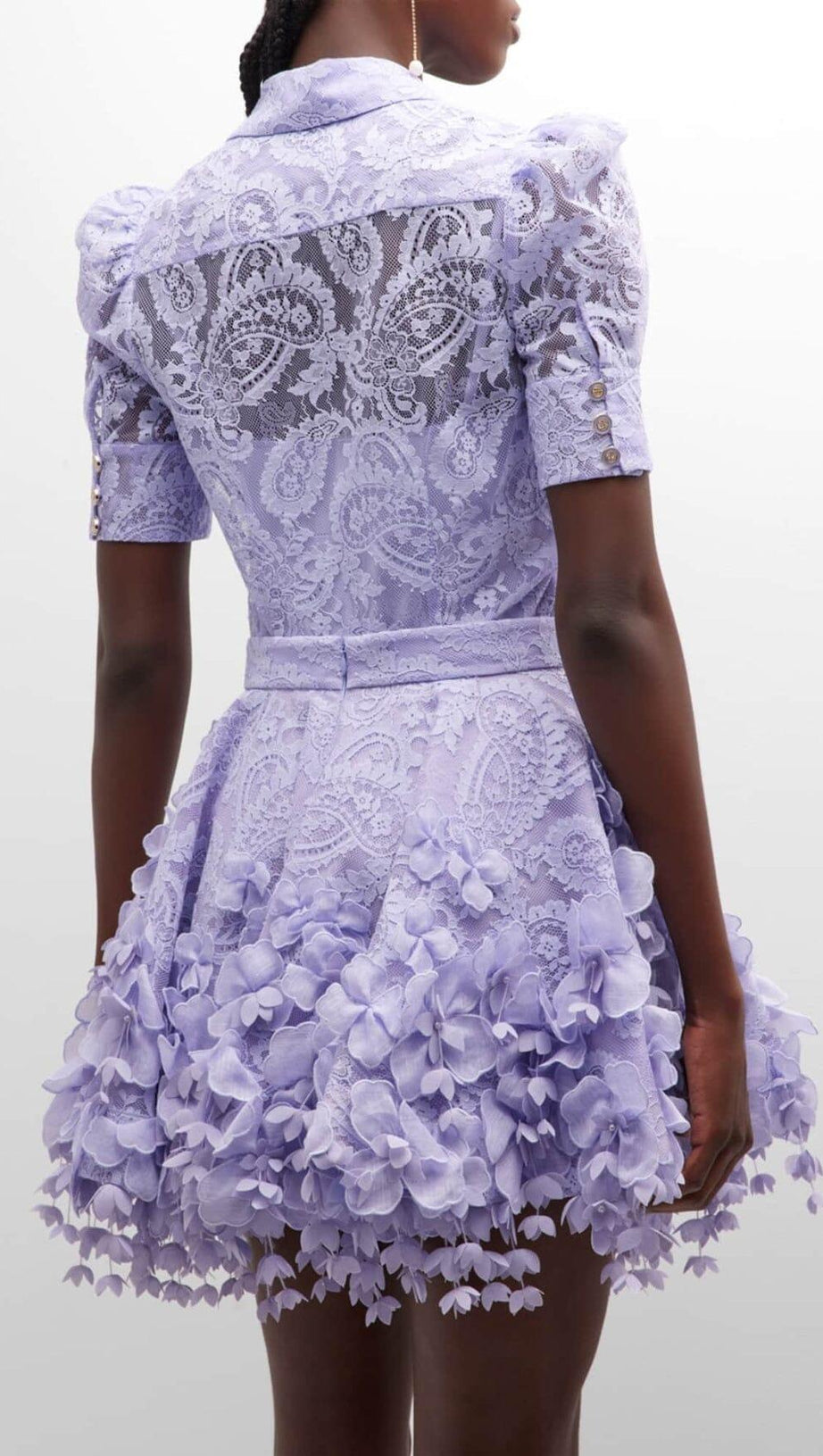 HIGH TIDE LACE SHIRT AND FLIP MINI SKIRT IN PURPLE