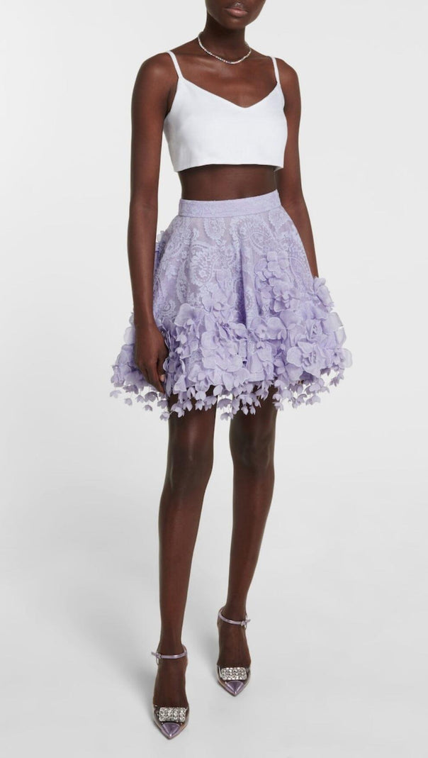 AIIZIE HIGH TIDE LACE SHIRT AND FLIP MINI SKIRT IN PURPLE - product image