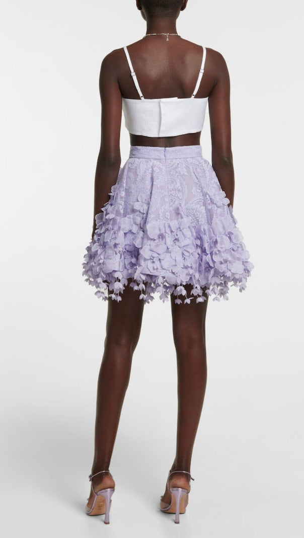 AIIZIE HIGH TIDE LACE SHIRT AND FLIP MINI SKIRT IN PURPLE - product image