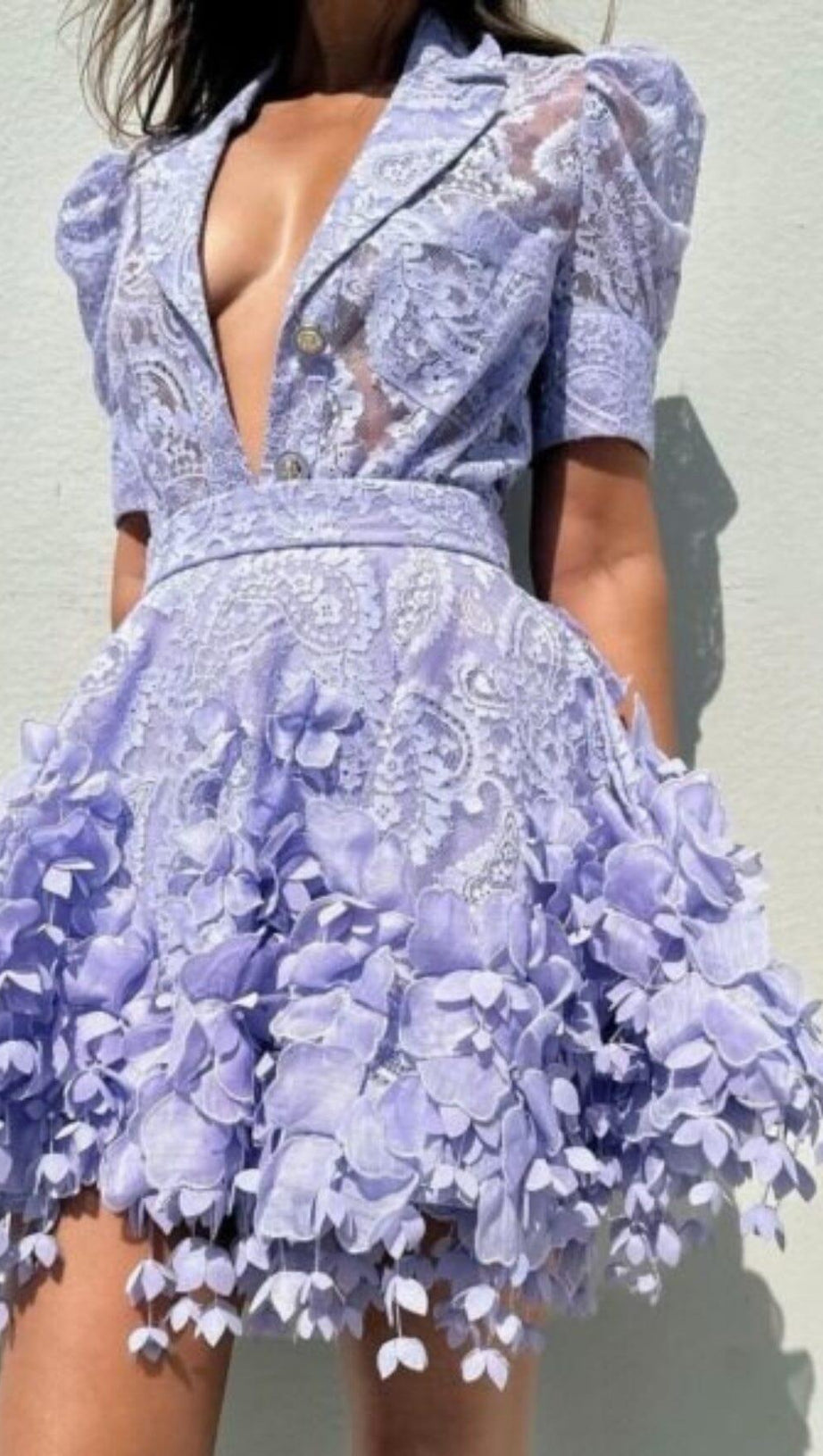 HIGH TIDE LACE SHIRT AND FLIP MINI SKIRT IN PURPLE