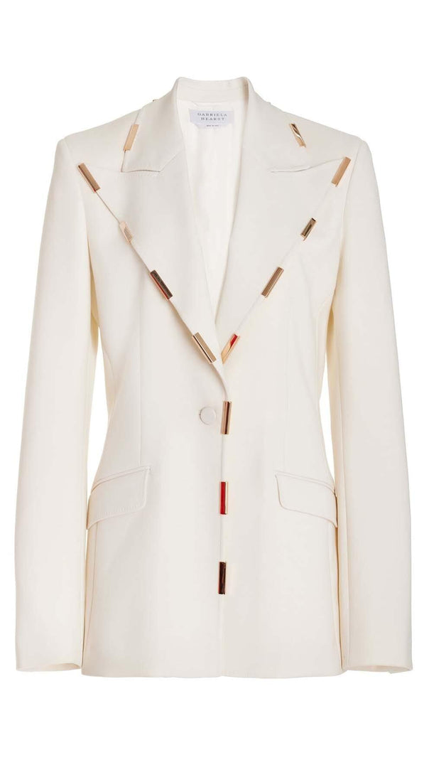 AIIZIE HIGH-RISE FLARED JACKET SUIT IN IVORY - product image
