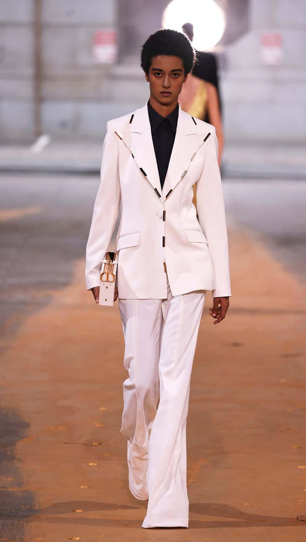 AIIZIE HIGH-RISE FLARED JACKET SUIT IN IVORY - product image