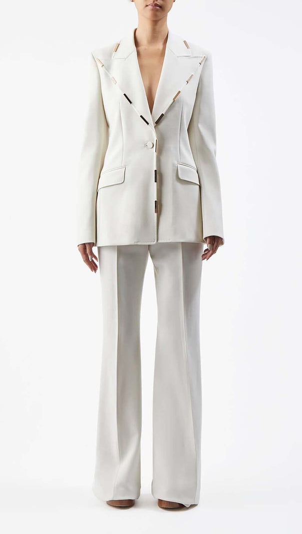 AIIZIE HIGH-RISE FLARED JACKET SUIT IN IVORY - product image