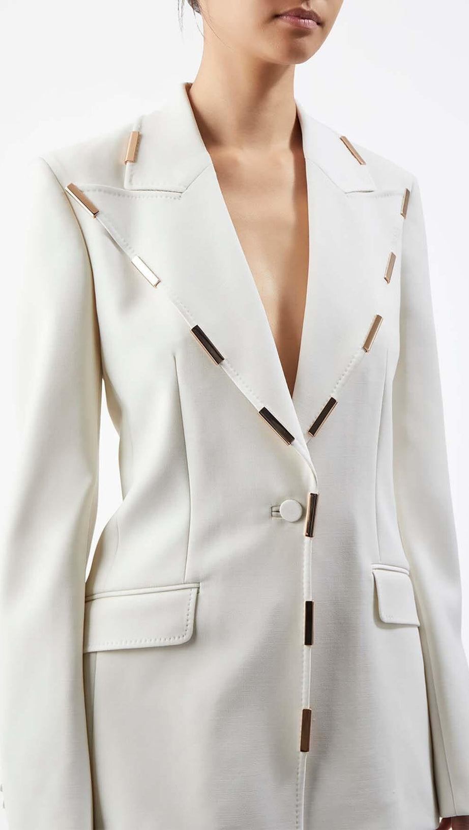 HIGH-RISE FLARED JACKET SUIT IN IVORY