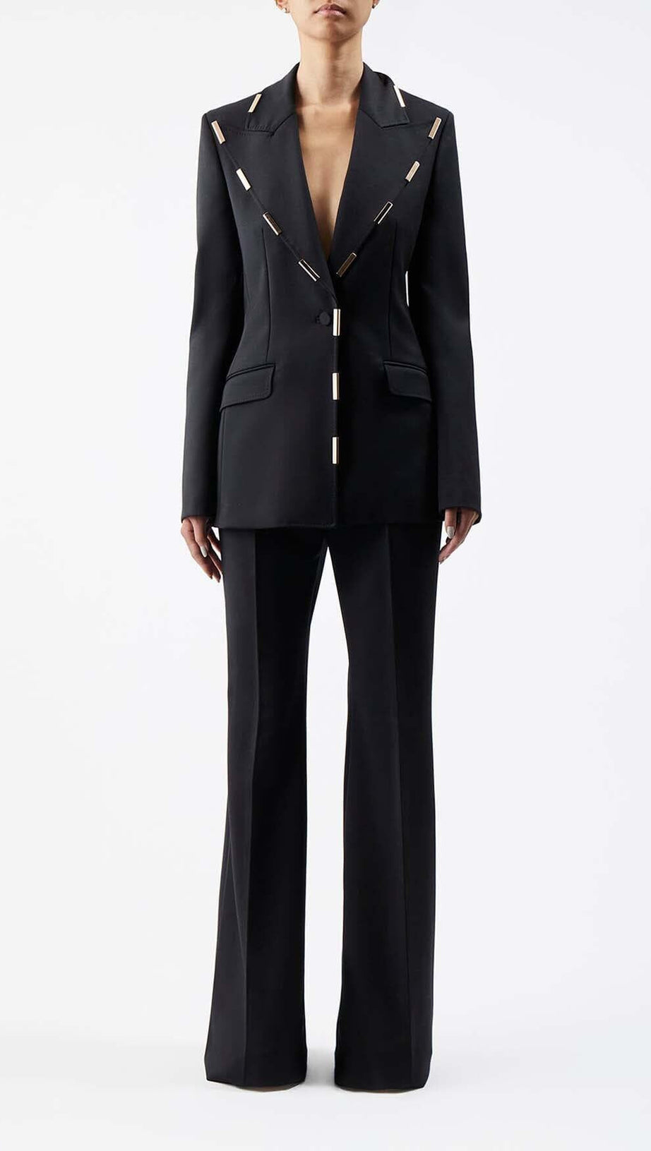 HIGH-RISE FLARED JACKET SUIT IN IVORY