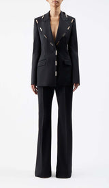 HIGH-RISE FLARED JACKET SUIT IN IVORY