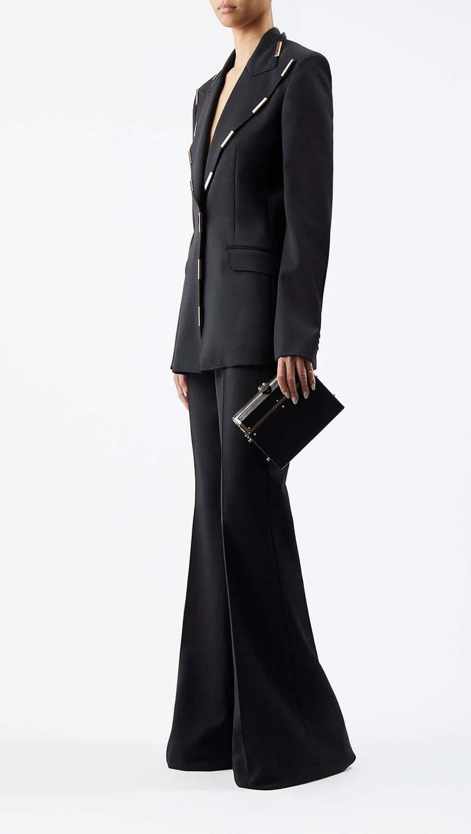 HIGH-RISE FLARED JACKET SUIT IN IVORY