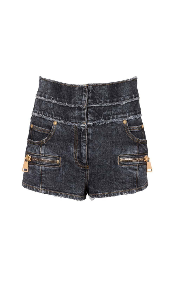 AIIZIE HIGH-WAISTED FADED DENIM TWO PIECES SET - product image