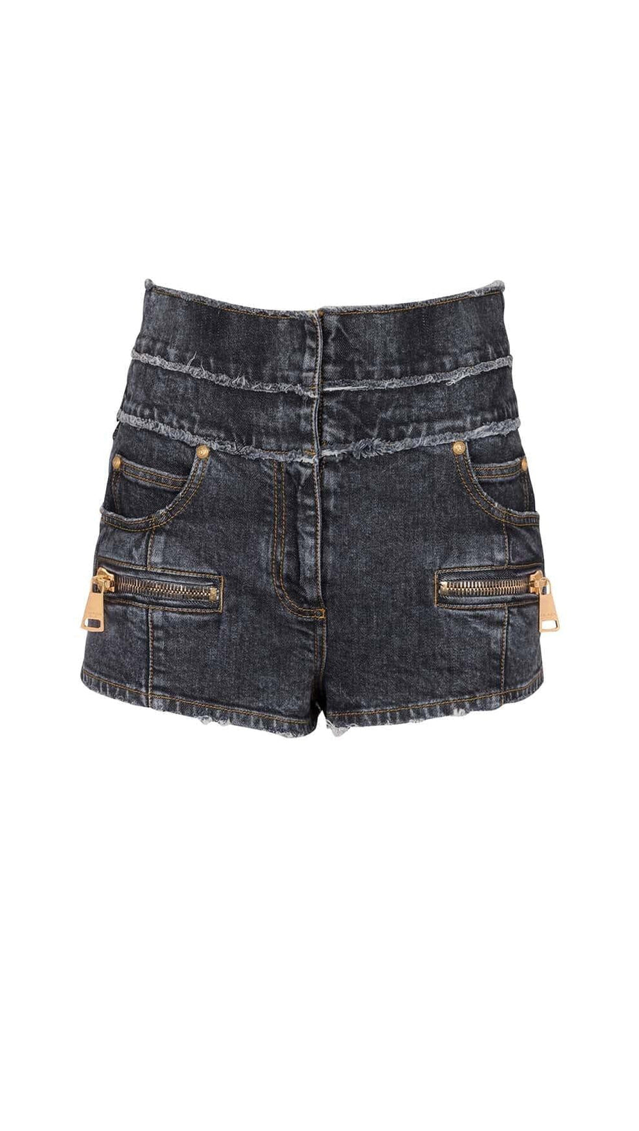 Zweiteiliges Set aus hoch tailliertem, verwaschenem Denim