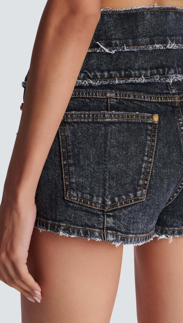 AIIZIE HIGH-WAISTED FADED DENIM TWO PIECES SET - product image