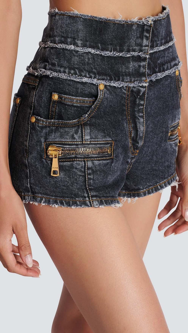 AIIZIE HIGH-WAISTED FADED DENIM TWO PIECES SET - product image