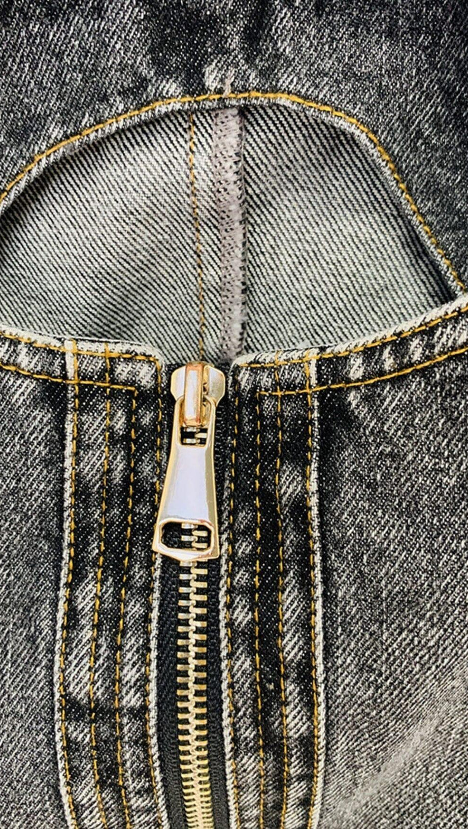 HIGH-WAISTED FADED DENIM TWO PIECES SET