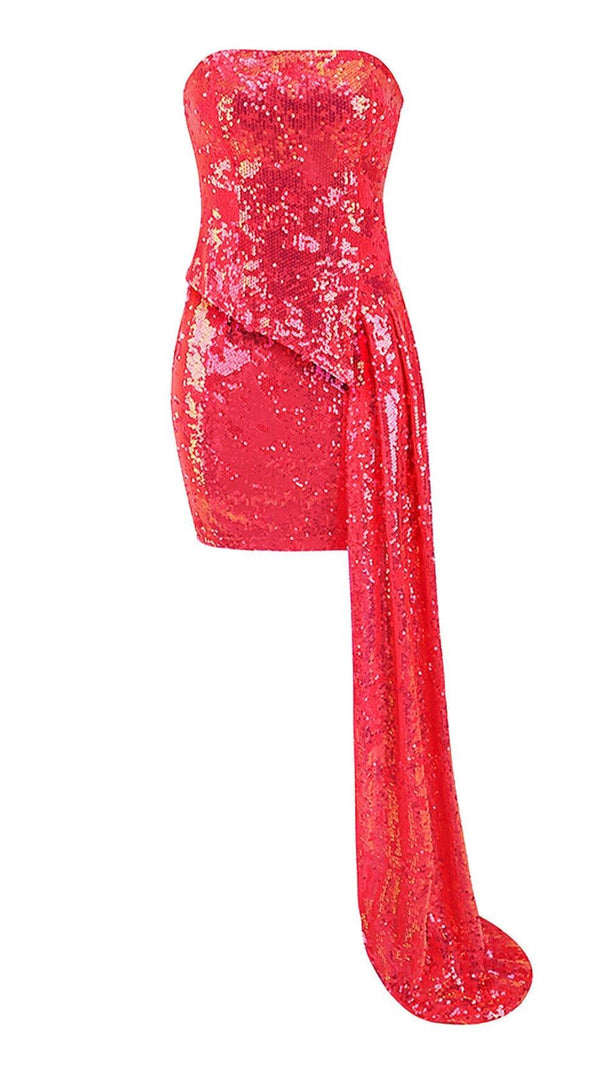 AIIZIE HOT SEQUIN PINK TOP AND SKIRT TWO PIECE SET - product image