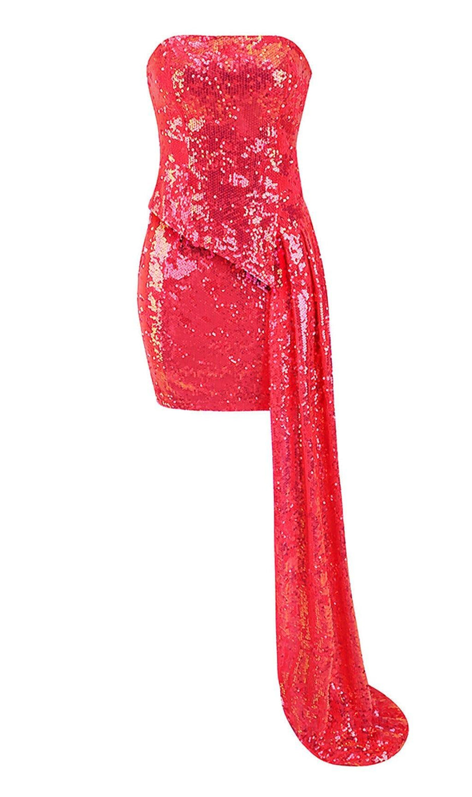Completo due pezzi con top e gonna rosa con paillettes