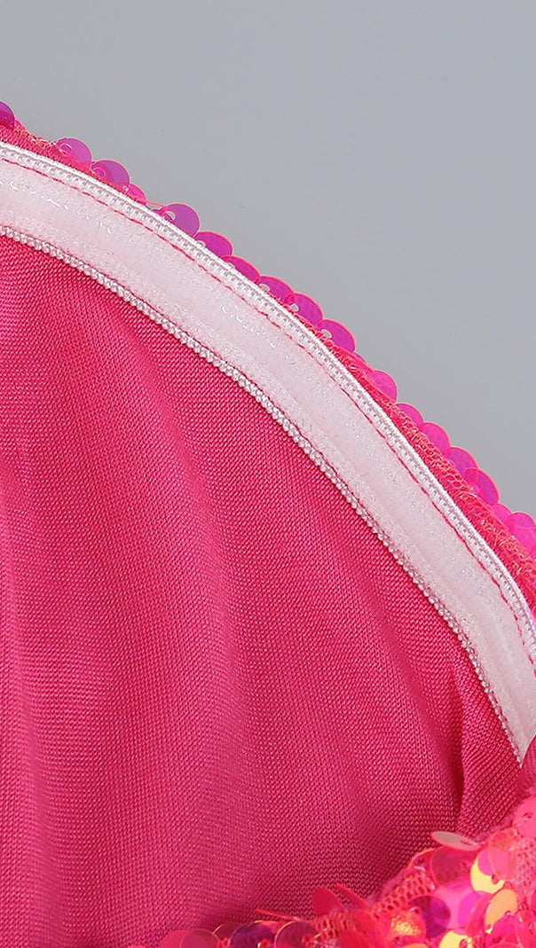 Hot Sequin Pink Top and Skirt Two Piece Set