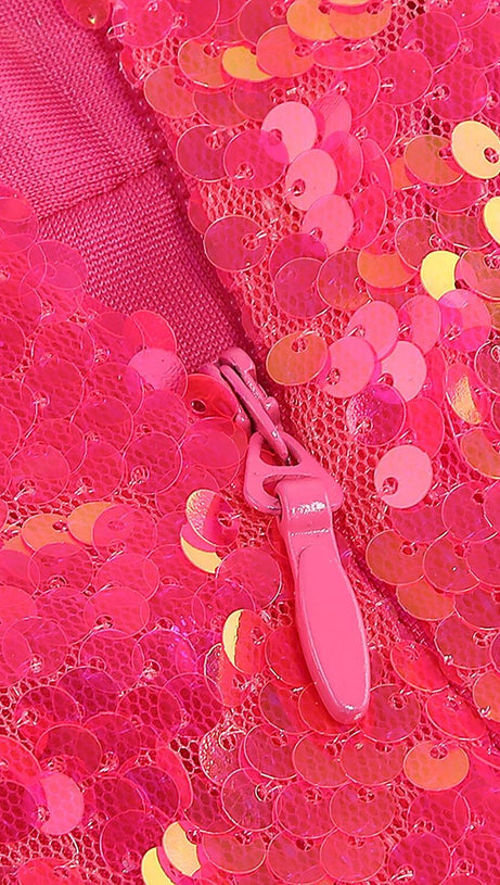 HOT SEQUIN PINK TOP AND SKIRT TWO PIECE SET