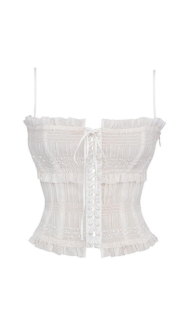 AIIZIE IVORY SEQUIN PLEAT CORSET - product image