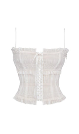 IVORY SEQUIN PLEAT CORSET