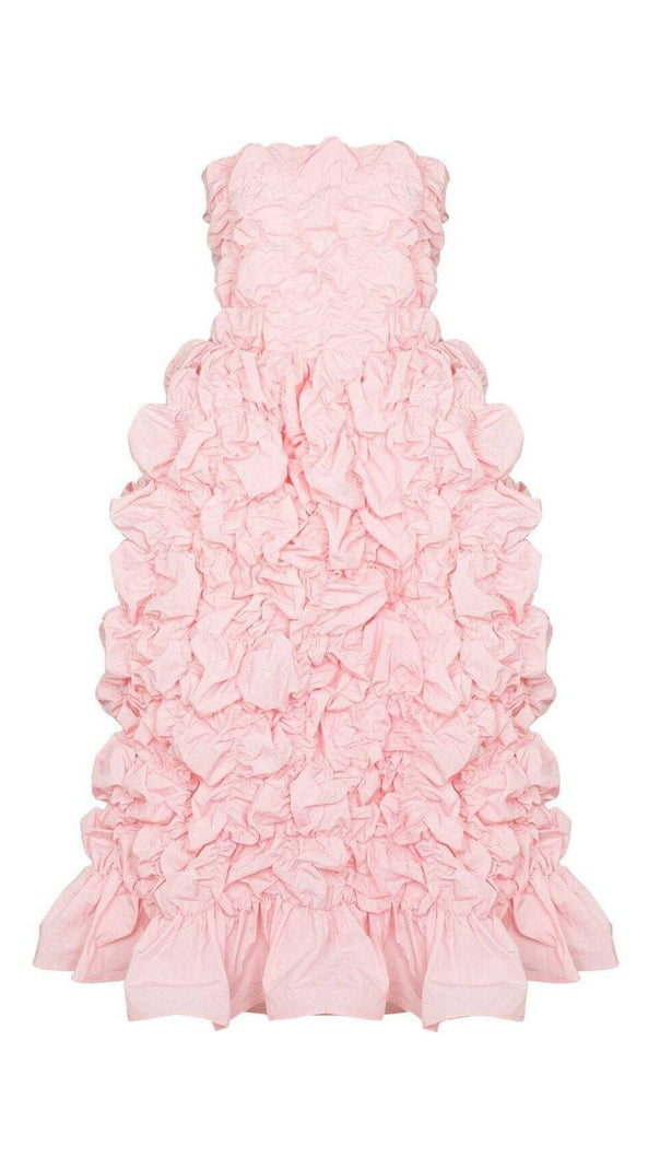 AIIZIE FOLDING RUFFLED MIDI DRESS IN PINK - product image