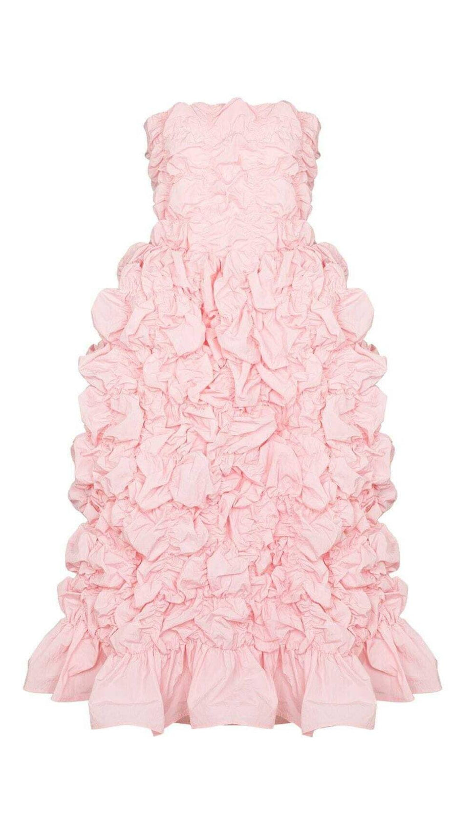 FOLDING RUFFLED MIDI DRESS IN PINK