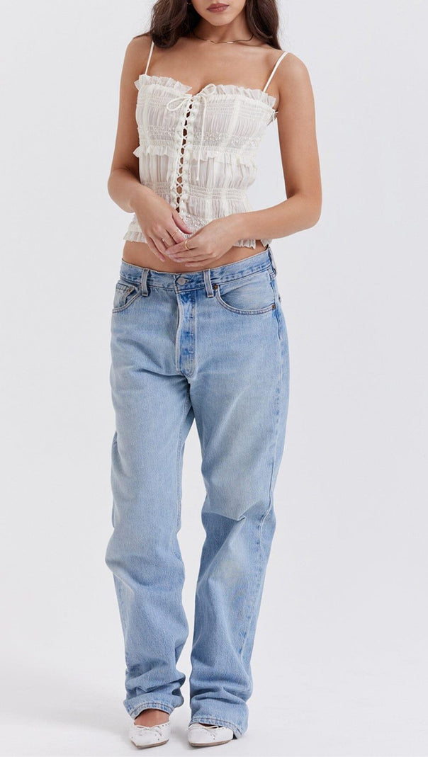 AIIZIE IVORY SEQUIN PLEAT CORSET - product image