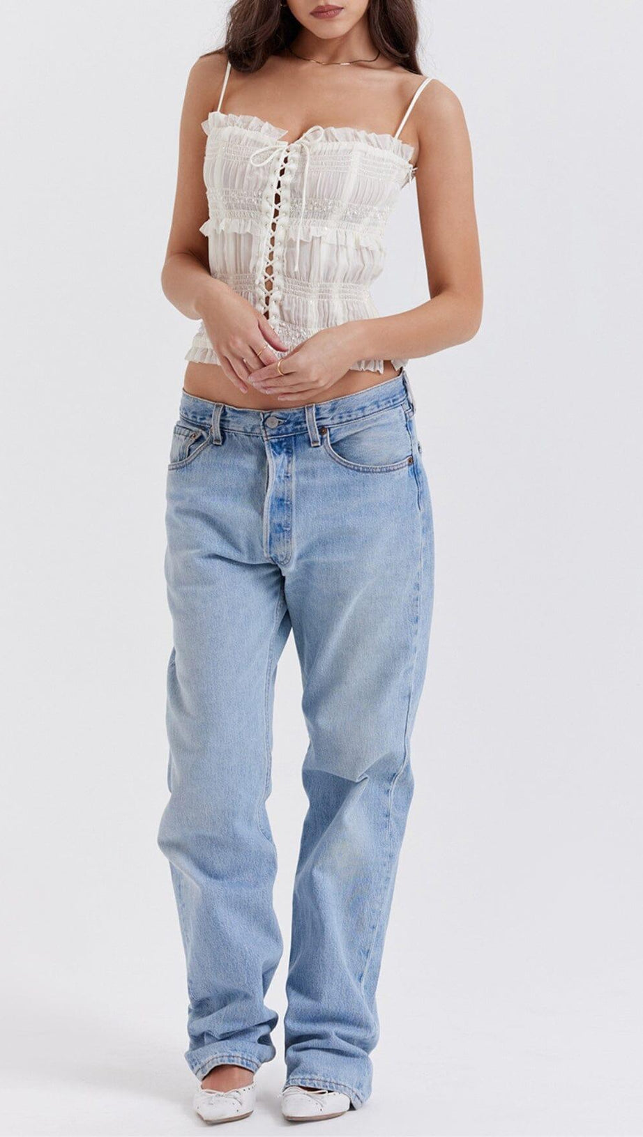 IVORY SEQUIN PLEAT CORSET