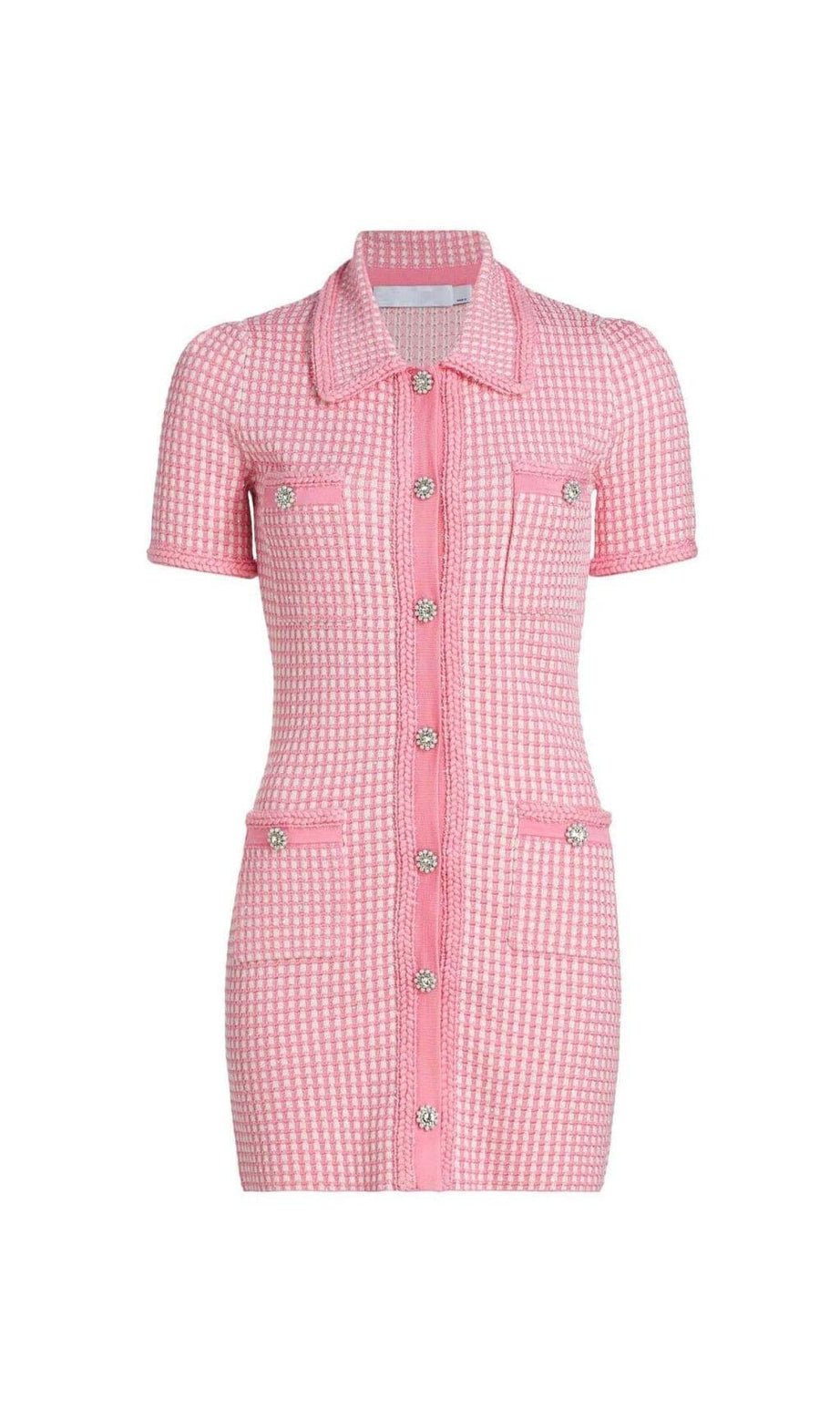 MINI ABITO IN MAGLIA CON BOTTONI ROSA