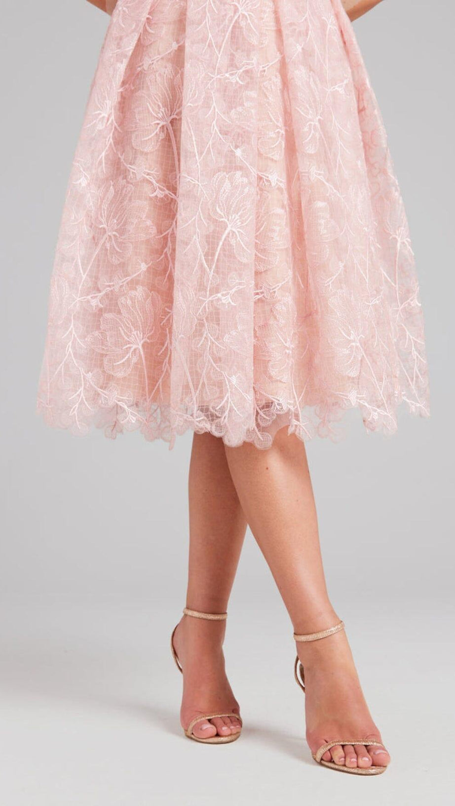 LACE BANDEAU MIDI DRESS IN PINK