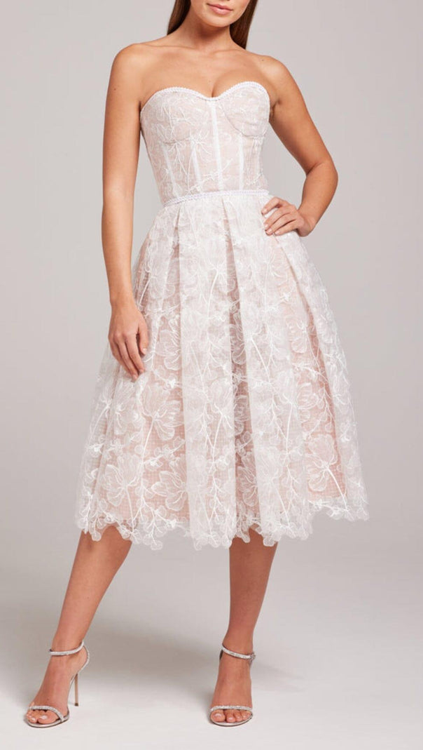 AIIZIE LACE BANDEAU MIDI DRESS IN WHITE - product image