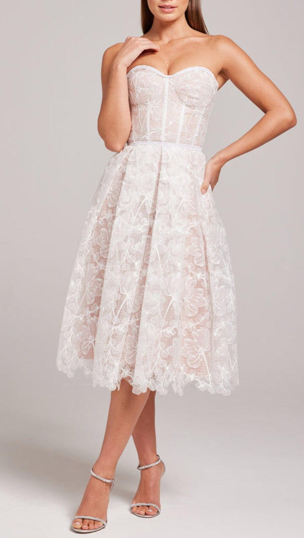 AIIZIE LACE BANDEAU MIDI DRESS IN WHITE - product image