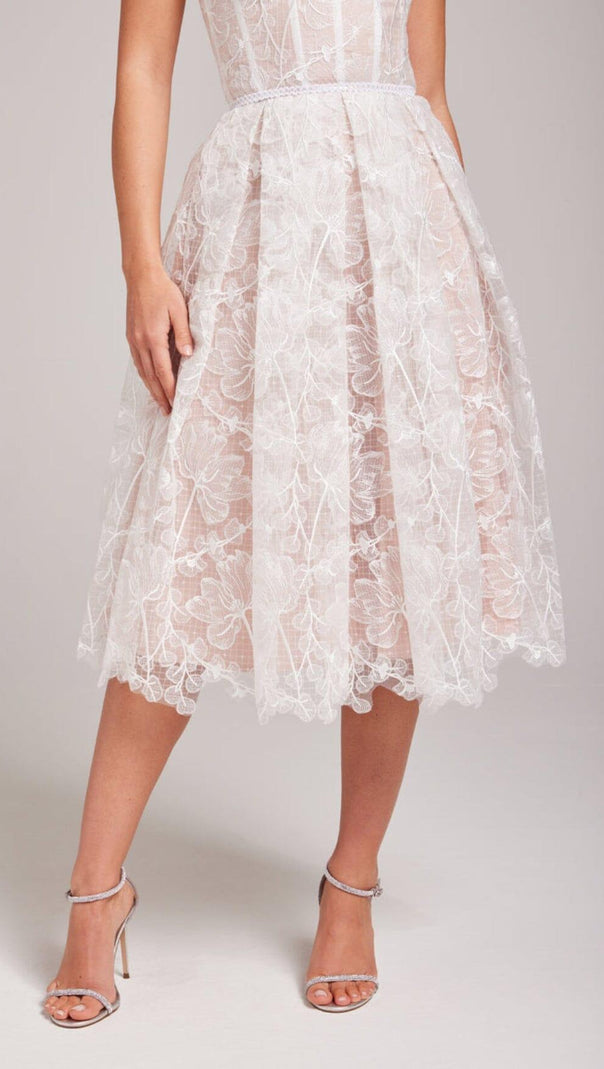 AIIZIE LACE BANDEAU MIDI DRESS IN WHITE - product image