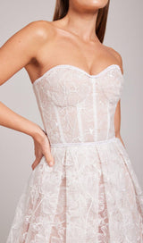 LACE BANDEAU MIDI DRESS IN WHITE