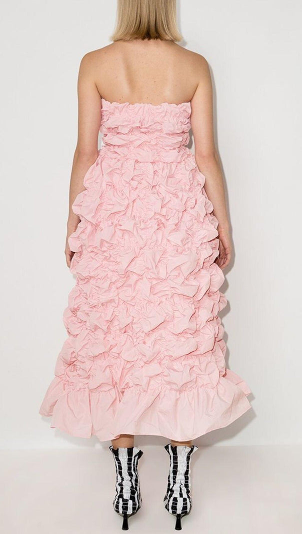 AIIZIE FOLDING RUFFLED MIDI DRESS IN PINK - product image