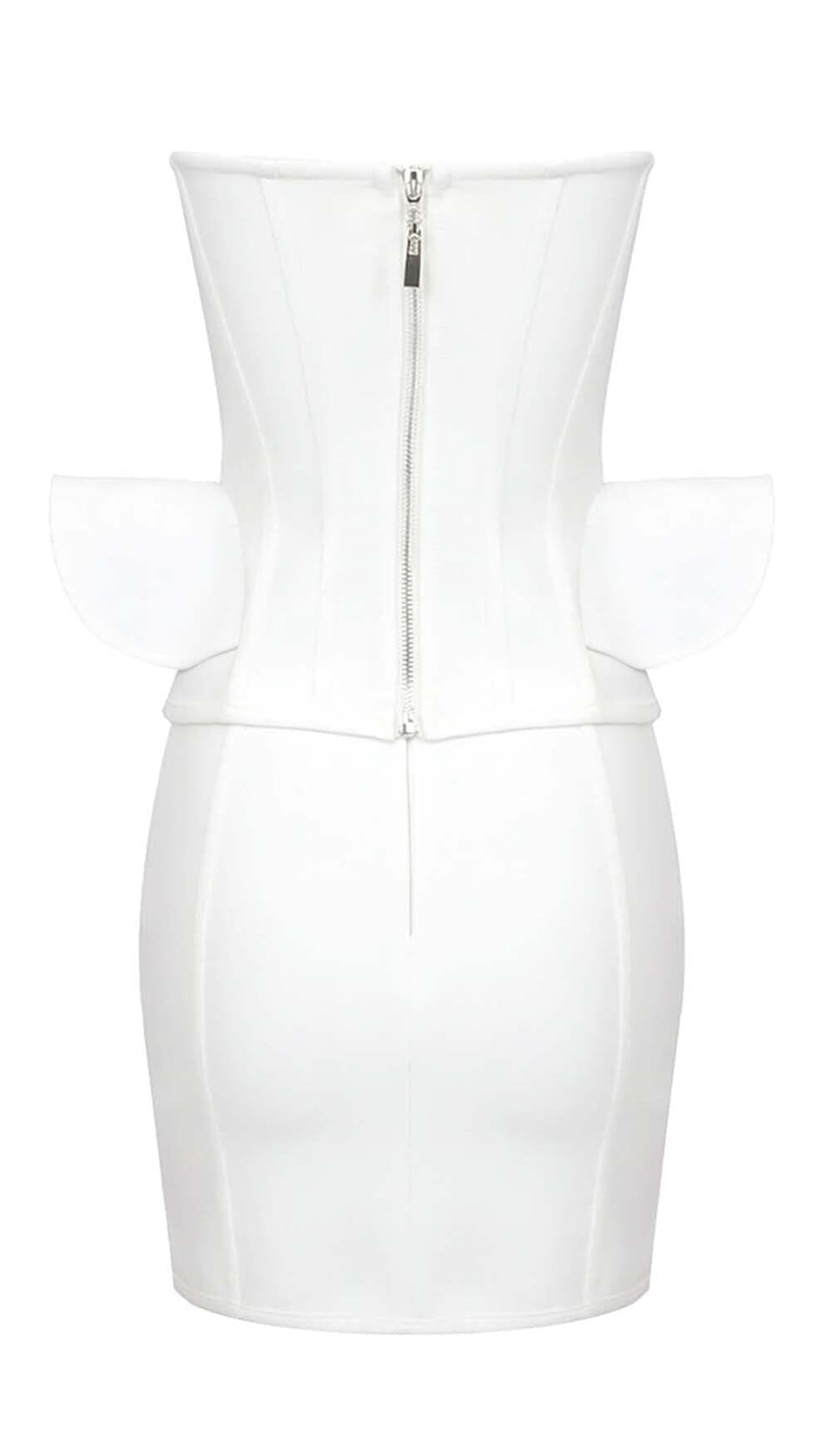 LACE-UP OFF SHOULDER MINI DRESS IN WHITE