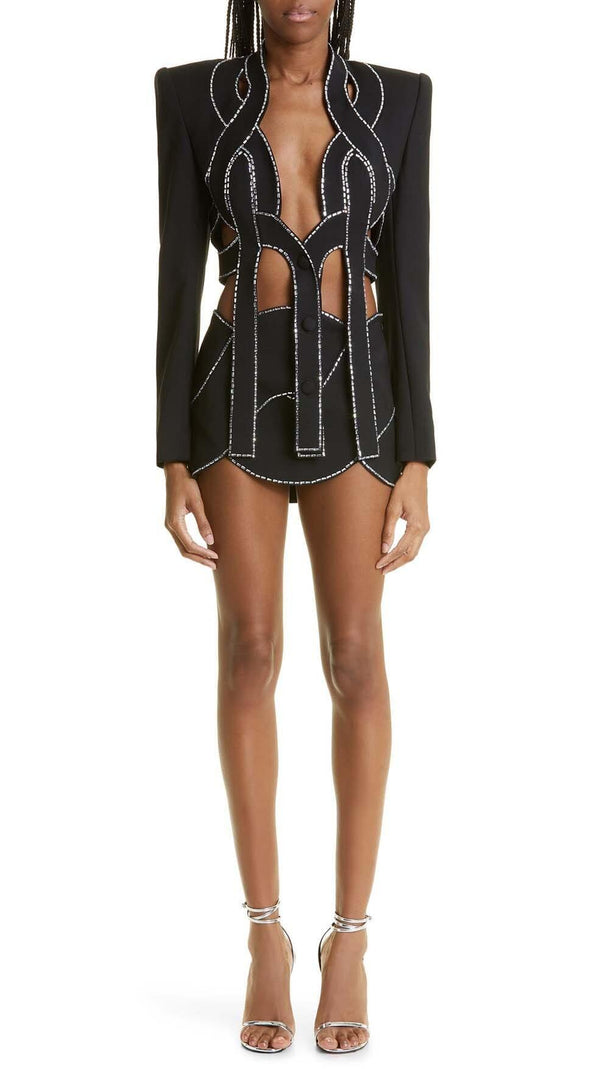 AIIZIE LATTICED EMBELLISHED ROPE TWO PIECES IN BLACK - product image