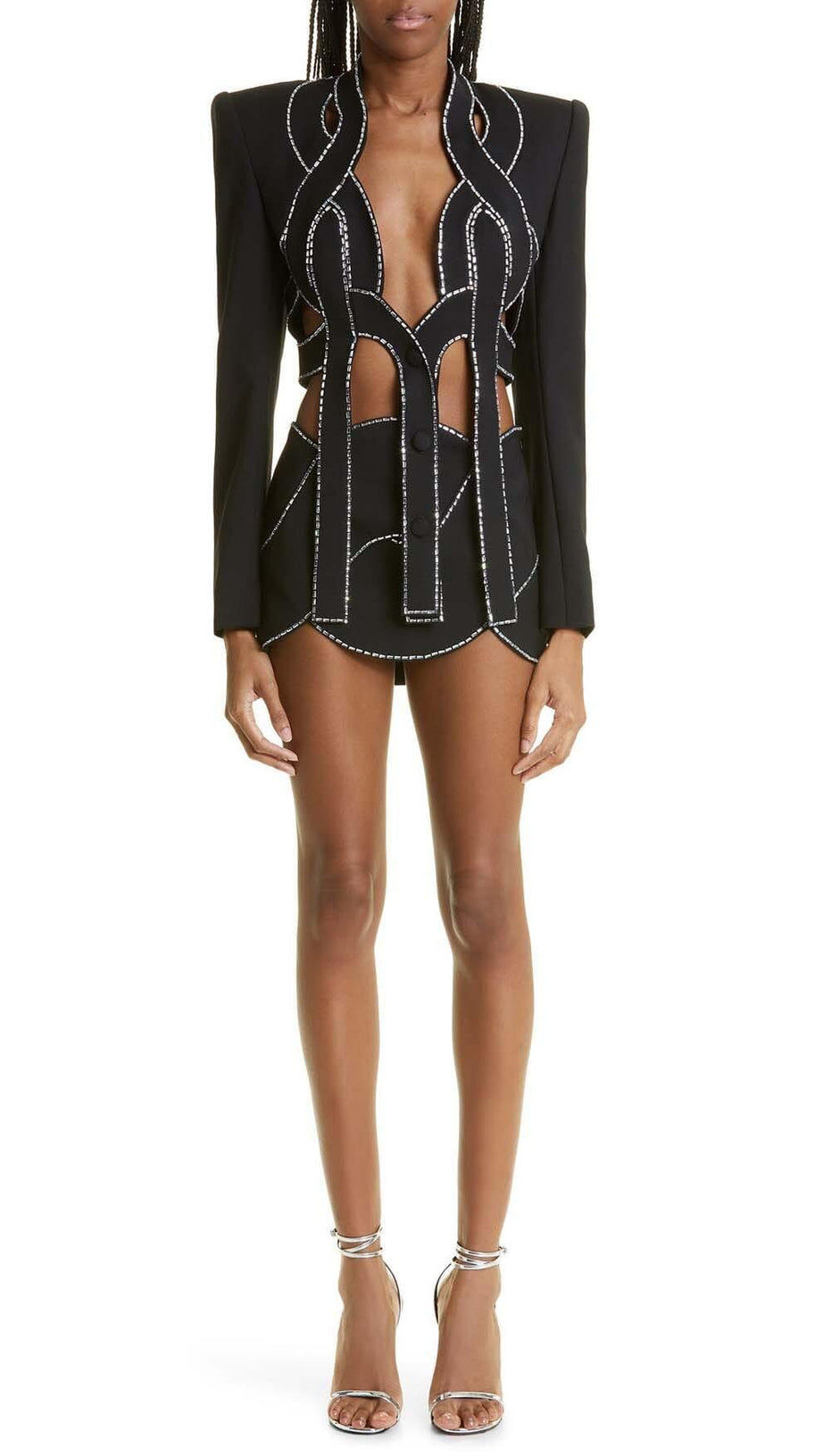 LATTICED EMBELLISHED ROPE TWO PIECES IN BLACK