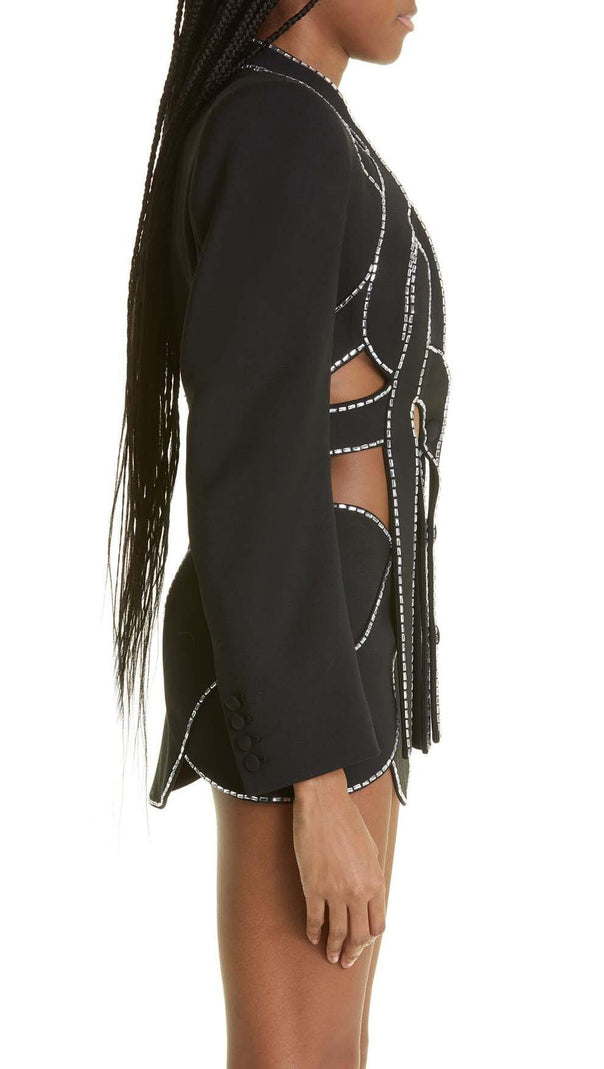 AIIZIE LATTICED EMBELLISHED ROPE TWO PIECES IN BLACK - product image