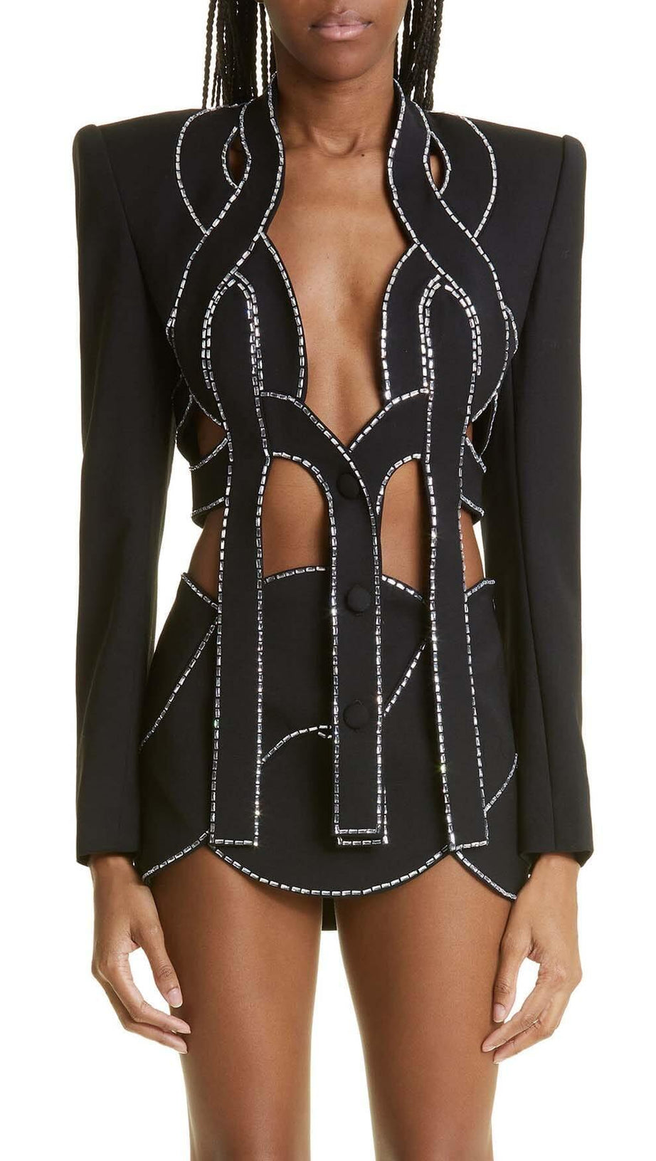 LATTICED EMBELLISHED ROPE TWO PIECES IN BLACK