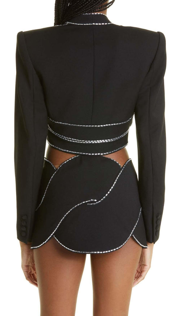 AIIZIE LATTICED EMBELLISHED ROPE TWO PIECES IN BLACK - product image