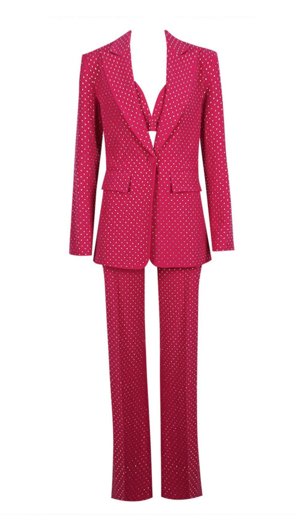AIIZIE SEQUIN JACKET SUIT IN HYPER PINK - product image