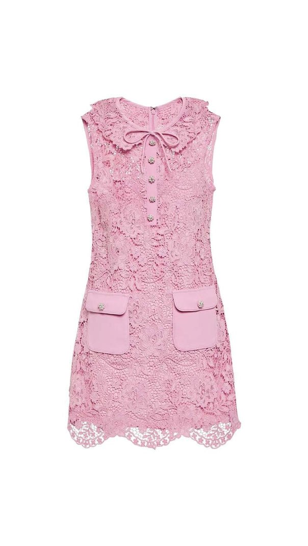 AIIZIE LEAF LACE MINI DRESS IN PINK - product image