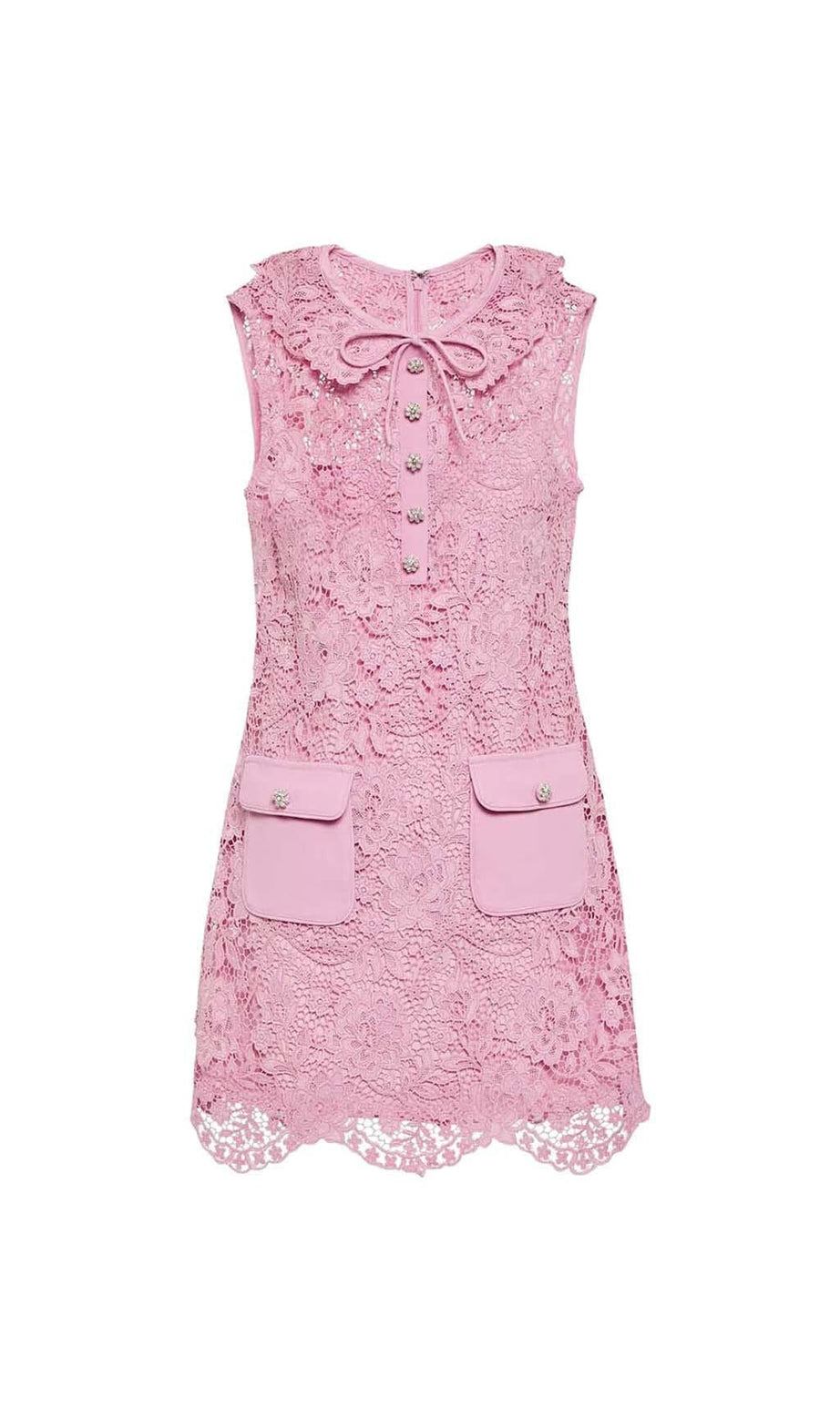 LEAF LACE MINI DRESS IN PINK