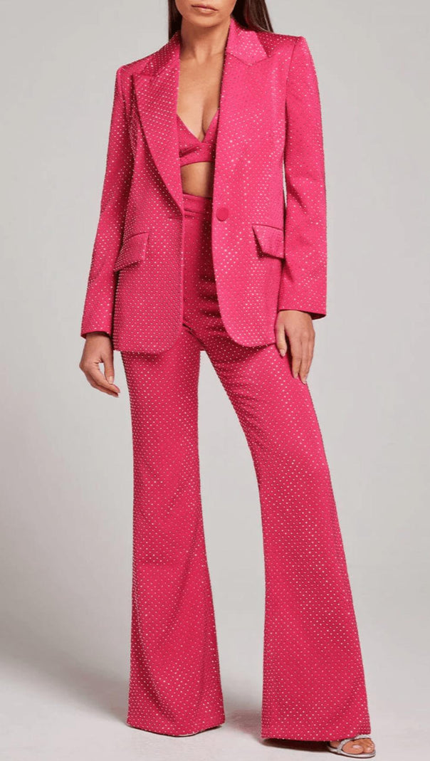 AIIZIE SEQUIN JACKET SUIT IN HYPER PINK - product image