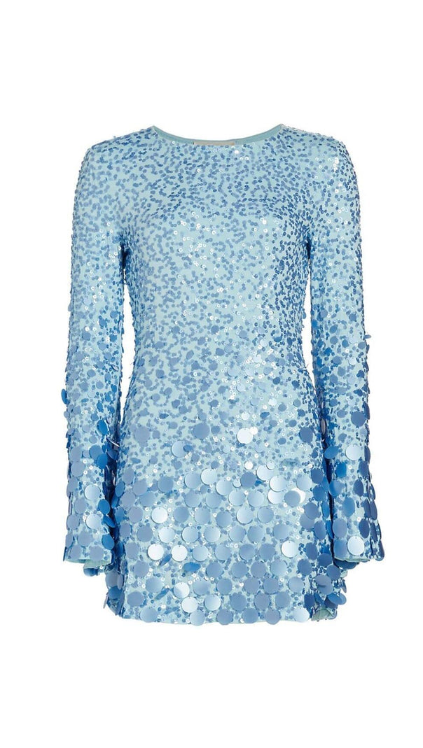 AIIZIE LIGHTNING FLARED SLEEVE MINI DRESS IN BLUE - product image
