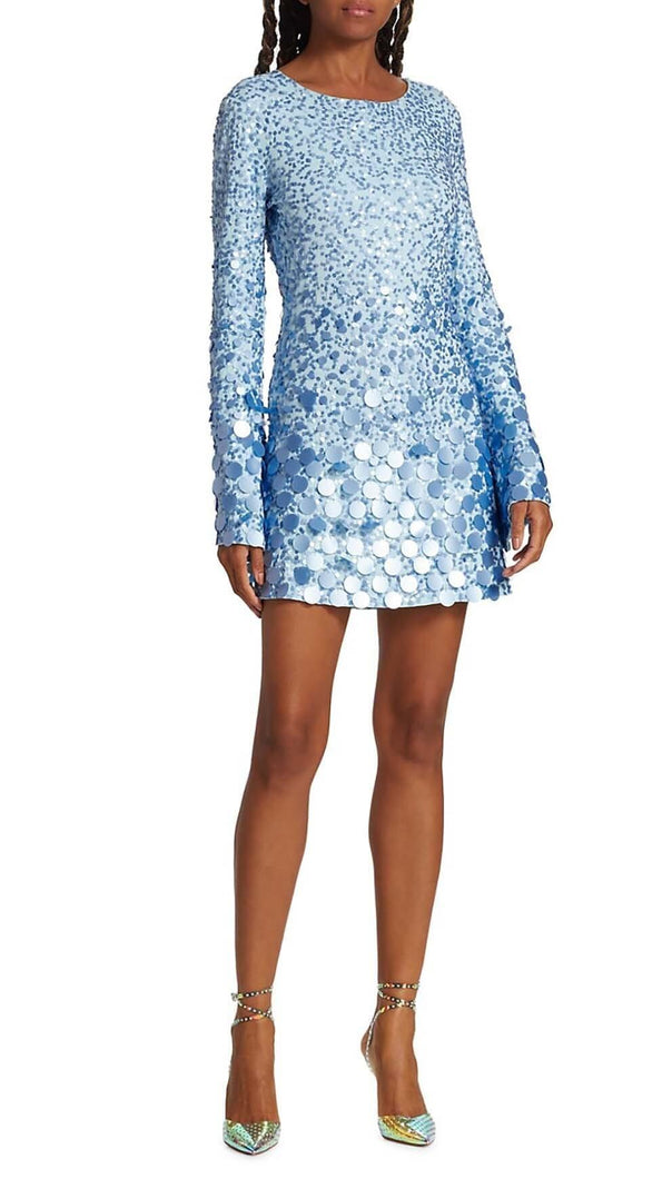 AIIZIE LIGHTNING FLARED SLEEVE MINI DRESS IN BLUE - product image