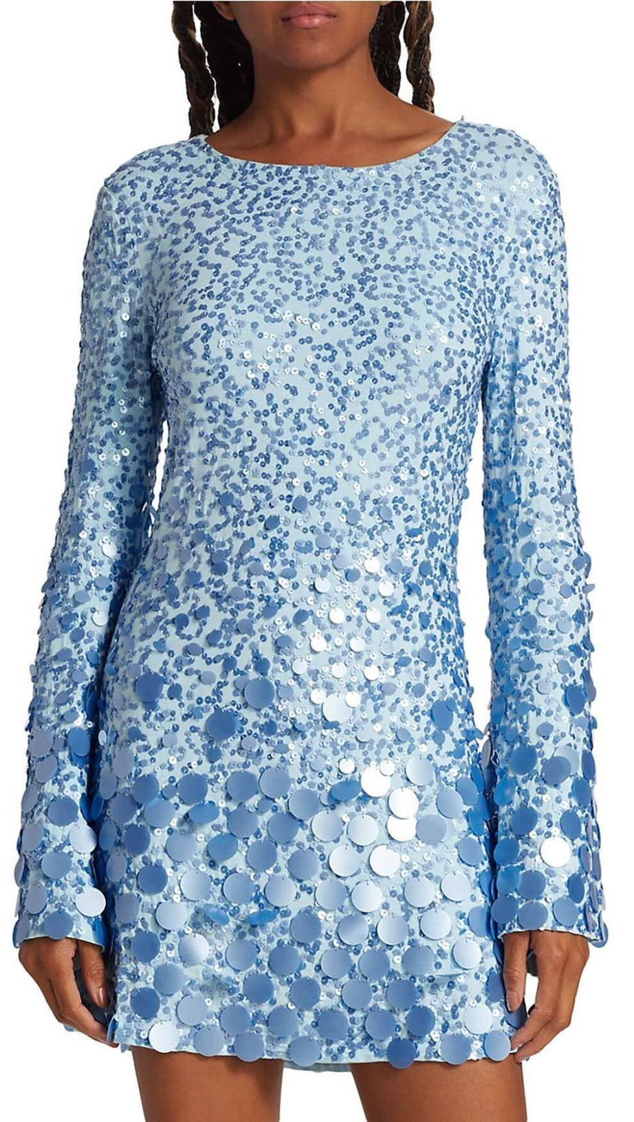 LIGHTNING FLARED SLEEVE MINI DRESS IN BLUE