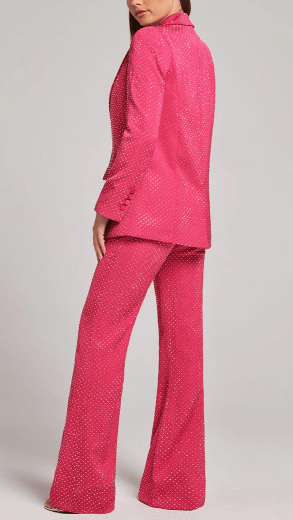 AIIZIE SEQUIN JACKET SUIT IN HYPER PINK - product image