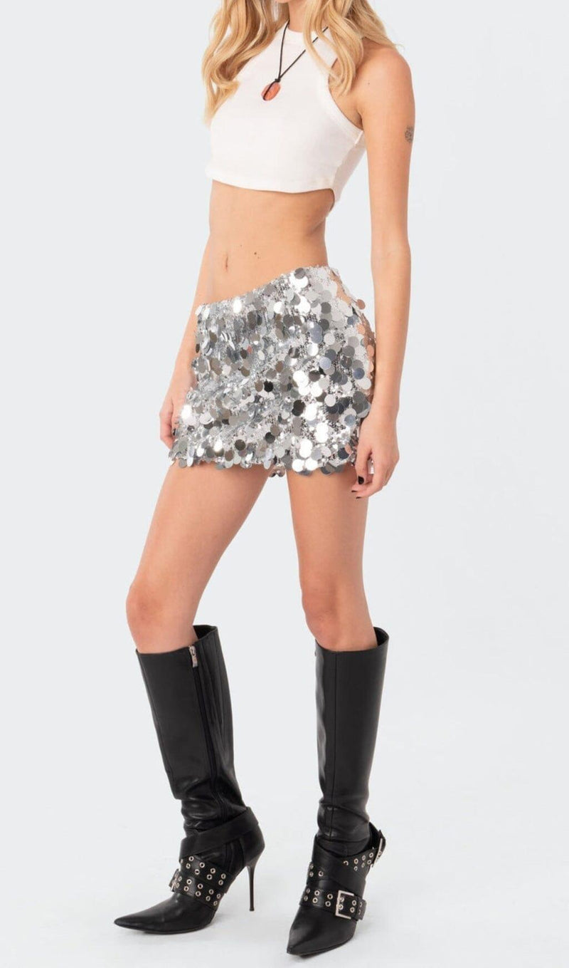 LOW RISE SEQUIN MINI SKIRT